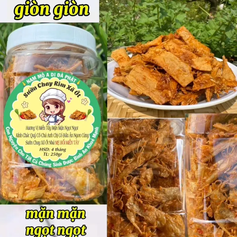 1.hộp sườn NON CHAY SẤY XÃ ỚT đậm đà hương vị Miền Tây mặn mặn ngọt ngọt ( 250g/1hũ) 0
