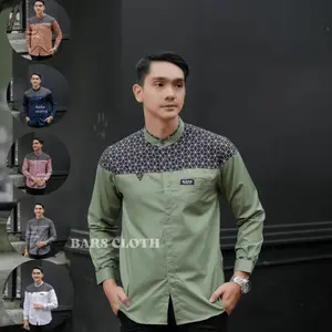 Kemeja Koko Kurta pria Muslim Dewasa Motif Terbaru Yaman Lengan Panjang Bahan Katun Toyobo Import Baju Atasan Lebaran 2025