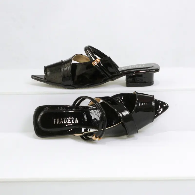 Morilovy Sepatu Sandal Mules Tali Wanita Shoes Elegan Kekinian Hak 3cm IB 05 3
