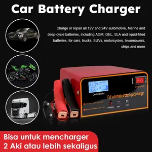 MS Charger Aki Motor Mobil/8A/Otomatis Accu Kering Dan Basah Lead Acid/Battery Charger Auto Charger Aki/Casan Aki Motor/Alat Cas Aki Motor Dan Mobil/12V / 24 Volt/Listrik Indikator/Cas Aki Otomatis