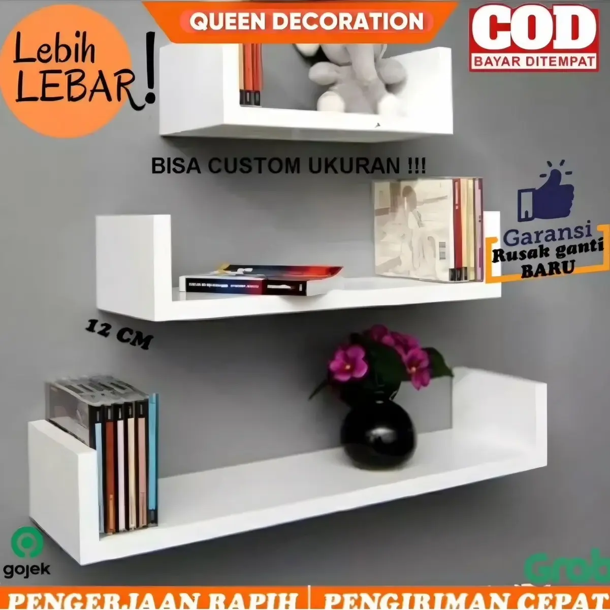 RAK DINDING MINIMALIS bentuk U TEMPEL BUKU DEKORRASI SERBAGUNA HIASAN SUSUN KAYU AESTHETIC RUMAH DAPUR KAMAR TIDUR RUANG TAMU KAMAR MANDI PAPAN GANTUNG HIASAN DINGDING FLOATING SHELF FURNITURE FURNITUR MELAYANG ESTETIK murah