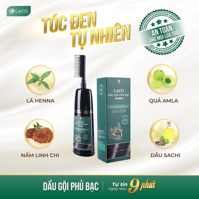  Dầu gội phủ bạc LACO ORGANIC NANO an toàn hiệu quả sau 9 phút mềm tóc không hại da đầu 