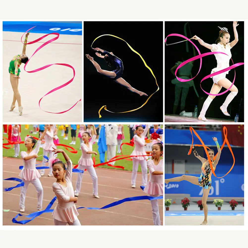 4m Gymnastics Rhythmic Dancing Ballet Ribbon Streamer Twirling Rod Wand