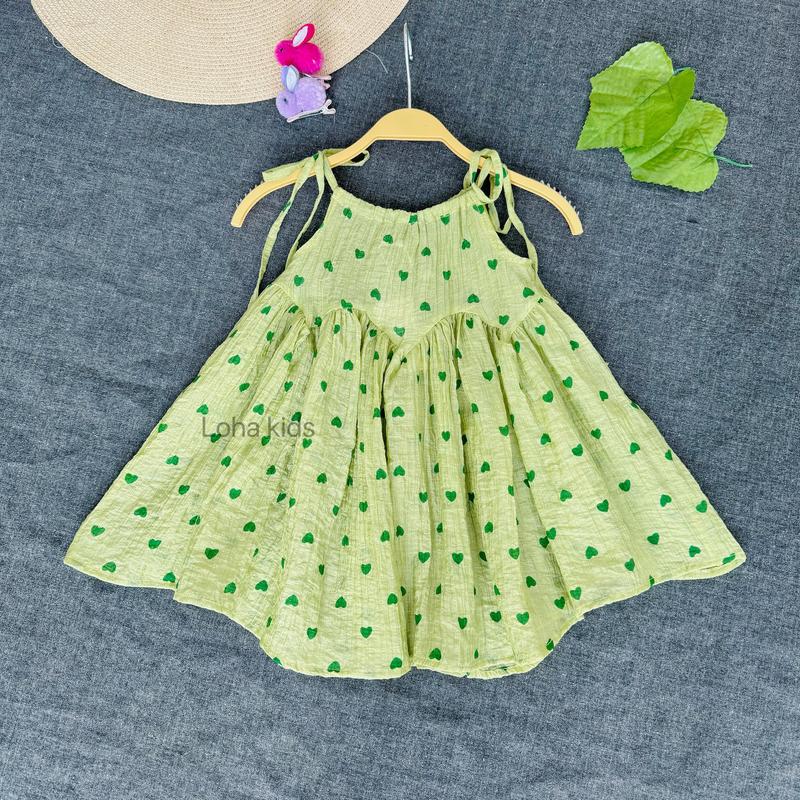 Váy 2 dây tùng lượn siêu mát cho bé mặc mùa hè 1053,hàng thiết kế cho bé gái loha kids dam xinh 0