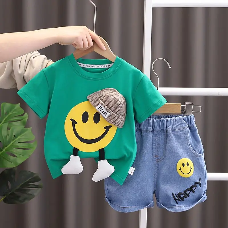 Bộ Quần Áo Mùa Hè Cho Bé Trai, Hàng Mới Về, Có Các Kích Cỡ 4, 3, 1,5 Tuổi, 5 Bé Trai Nhỏ Và 1 Em Bé, Bao Gồm Quần Áo ngắn Tay Và 2 Áo