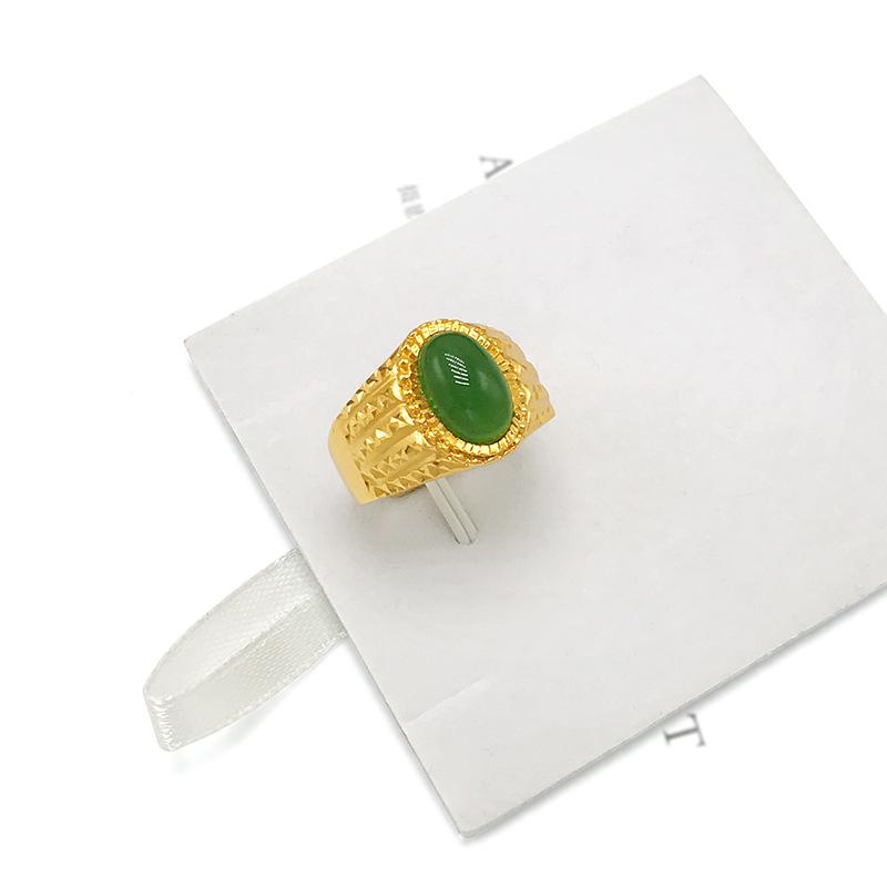 Product Introduction of Vietnam Placer Gold Ring Men's Fufa Fortune Dragon Word Live Mouth Ring Gold Plated Gilded Female Gem Mahjong Couple's Ring 12
