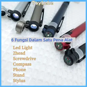 6-In-1fungsi Dalam Satu Alat Multifungsi / Ponsel Bisa Digunakan Sebagai Stylus Ponsel /Multifungsi Alat Peraga Luar Ruangan Yang Berguna/Pulpen Alat Tulis Universal /Menulis Teks Bisa Digunakan Sebagai Senter Obeng Kompas Camping
