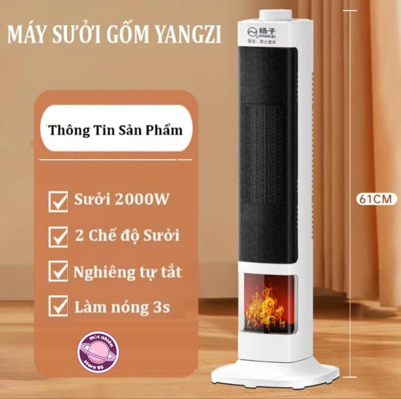 Quạt sưởi gốm YANGZI công suất 2000W, Máy sưởi ấm tự động ngắt khi đổ không gây khô da, an toàn cho trẻ nhỏ và người già, Đèn sưởi mô phỏng ngọn lửa 3D, Lò sưởi ấm tại nhà, văn phòng