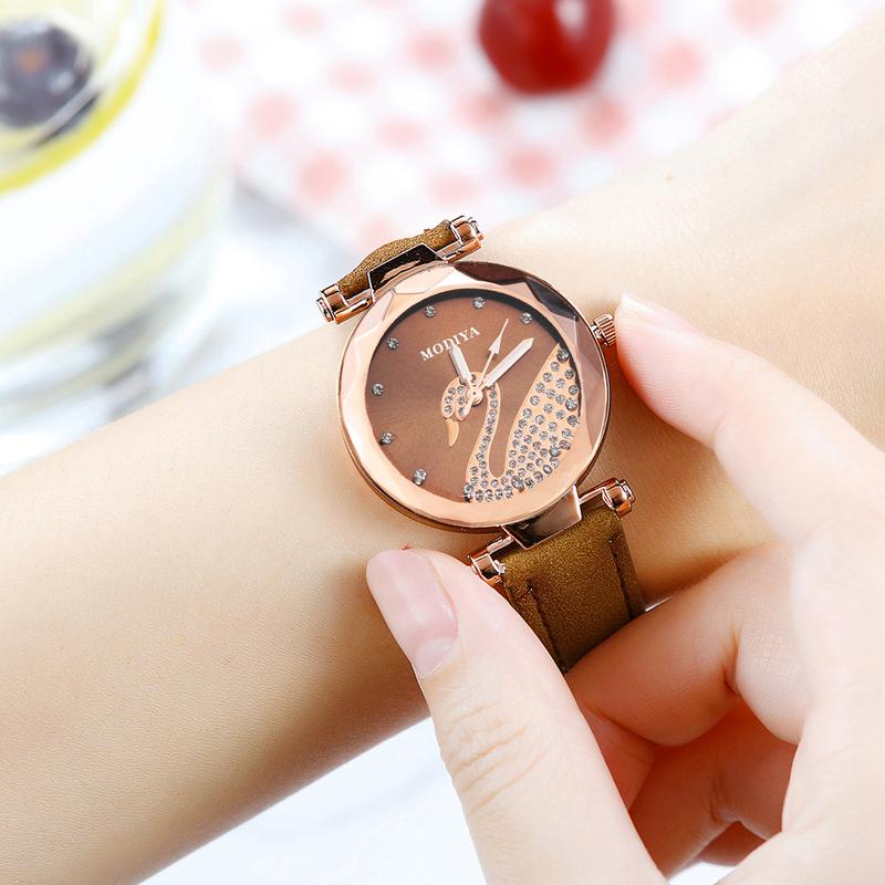 Product Introduction of Swan Watch Women's Factory Direct Supply Suede Matte Leather with Net Red Quartz Watch  Women's Watch 8