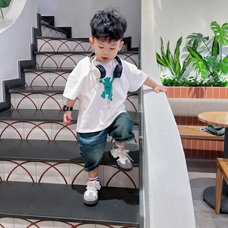 Combo 2 áo phông Bear kiểu Hàn cho bé trai và bé gái 5