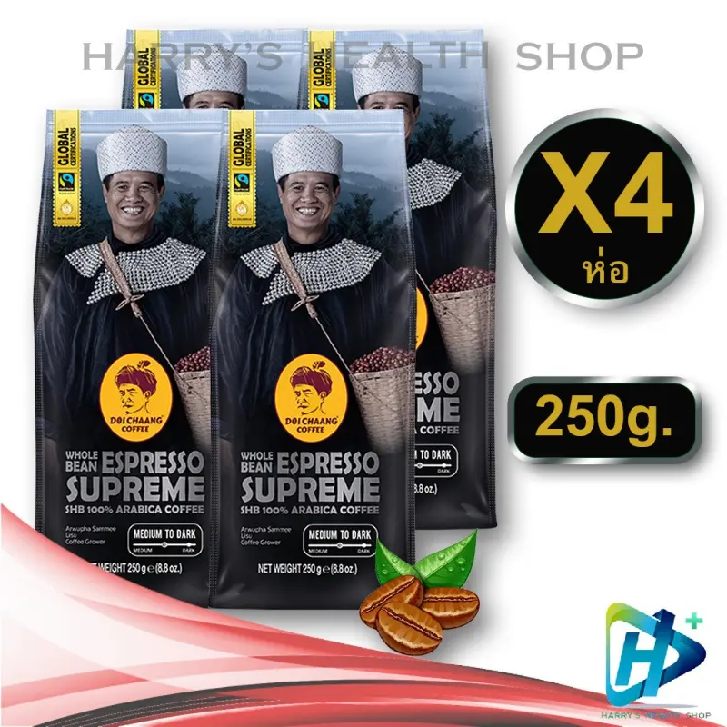 ซีโอดี Doi chaang coffee Beans Espresso Supreme [Set 4 pcs.] กาแฟดอยช้าง เมล็ดกาแฟดอยช้าง(คั่วกลางถึงเข้ม)medium to dark ขนาด 2