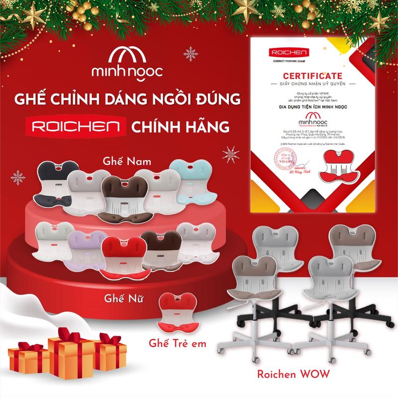 Ghế chỉnh dáng ngồi đúng - Roichen Hàn Quốc (Made in Korea). Dùng cho Nam, Nữ, Trẻ em