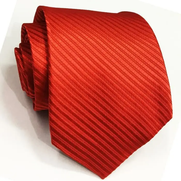 calya merici dasi kantor pria warna merah salur bahan kain polyester tyrone Segitiga 1