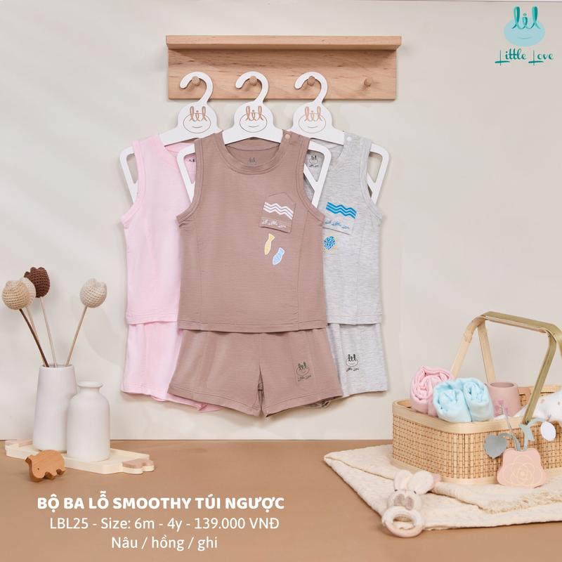 Bộ quần áo ba lỗ túi ngược cho bé 6m đến 4 tuổi little love ( LBL25 )