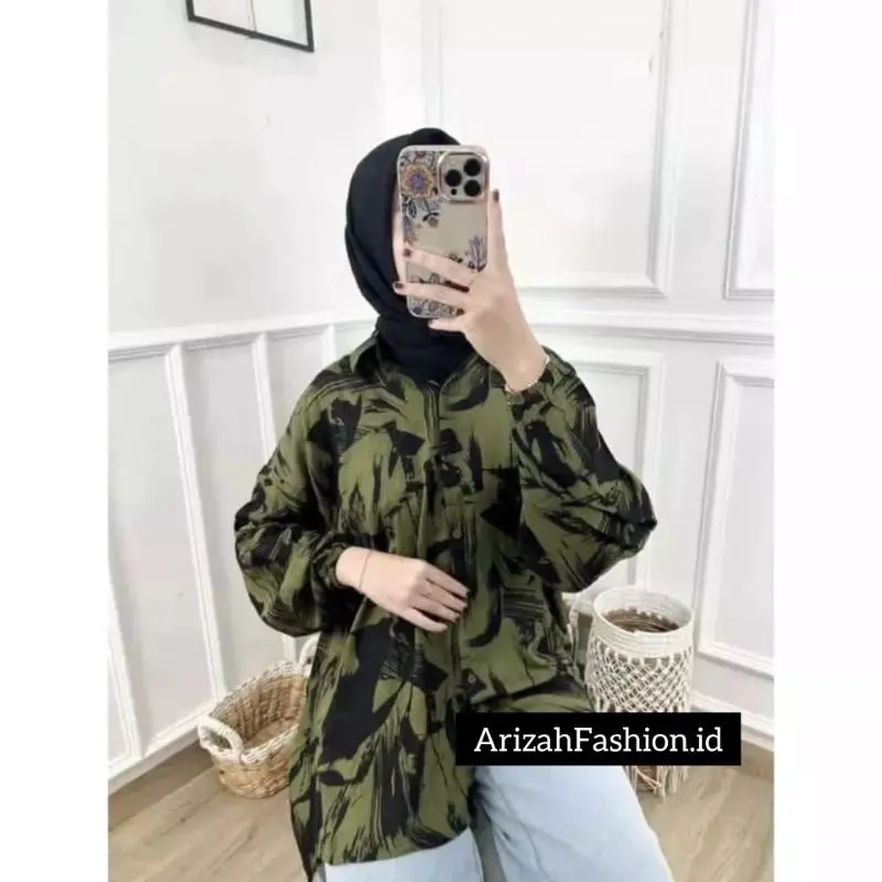 KEMEJA OVERSIZED RAYON MOTIF TERBARU | Atasan Vintage Oversize Wanita Terlaris|Kemeja Hawaii Muat Jumbo| Nyaman dipakai Part 1 Katun Santai Santai Panjang viral 7