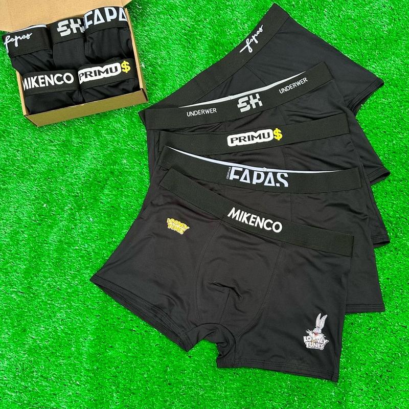 Combo 3,4,5 Quần sịp Đùi nam full Đen Quần Boxer nam Thun Lạnh Nhiều Mã Đai Đẹp Ngẫu Nhiên (Che Tên) Menswear