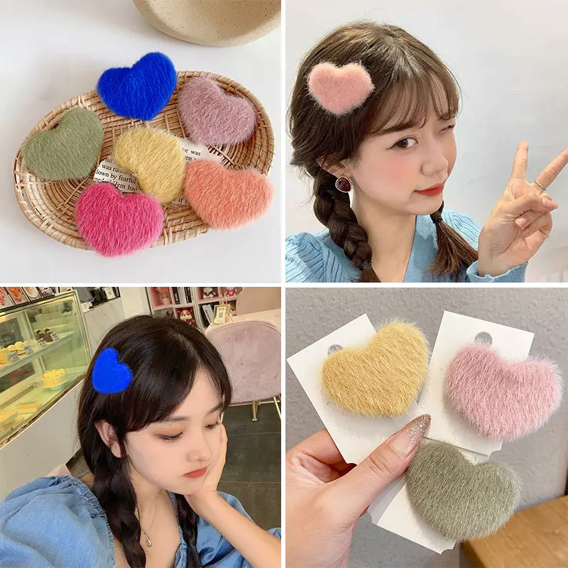 Dopamine Hair Ornament Plush Love Tiara Cute Fashion Hair Ins Love Hair Clip  Match Dopamine Hair Ornament Plush Love Tiara Cute Fashion Hair