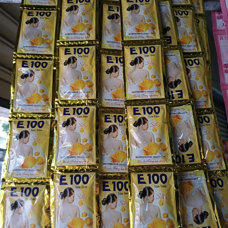 5dây sữa tắm E100  màu vàng 5dây ×12goi Dưỡng Body Dưỡng Da Body