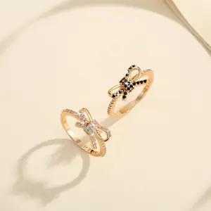 LM763 Pearly Jewelry Cincin Kristal Berlapis Emas Wanita Dewasa Dari Baja Tahan Karat Anti Luntur Aksesori Mode