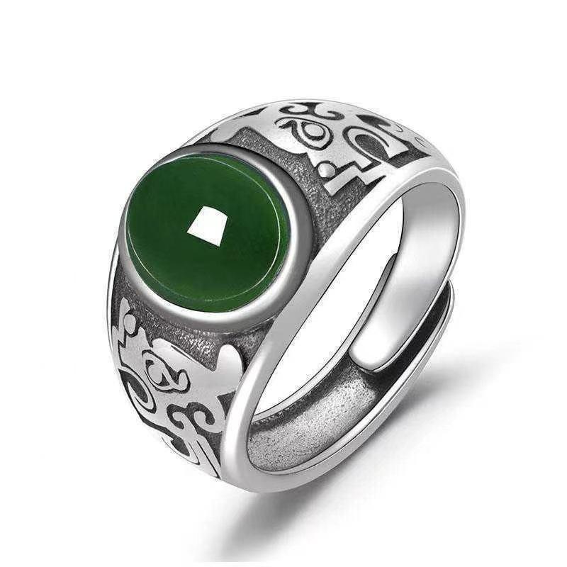 Nhẫn Tay Màu Xanh Lá Cây Cổ Điển Thời Trang, Bông Tai dễ phối đồ Thiết Kế Cá Tính Cho Nam 6