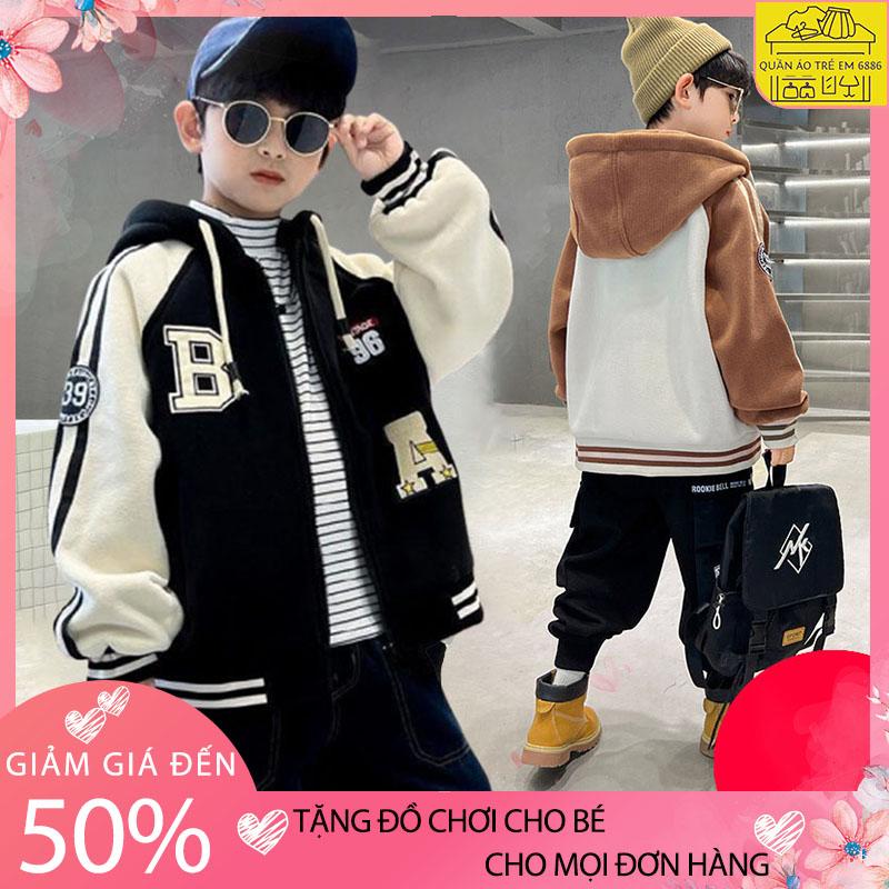 Áo khoác bomber, áo khoác bé trai mẫu B, áo thu đông nam nữ size 18-52kg chất nỉ bông dày dặn, áo khoác nam nữ, áo khoác bóng chày, áo khoác nỉ bé trai