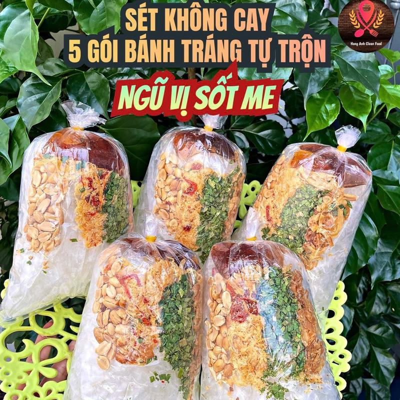   SÉT 5 GÓI Không Cay  BÁNH TRÁNG TỰ TRỘN NGŨ VỊ SỐT ME Hong Anh Clean Food Ăn Vặt 