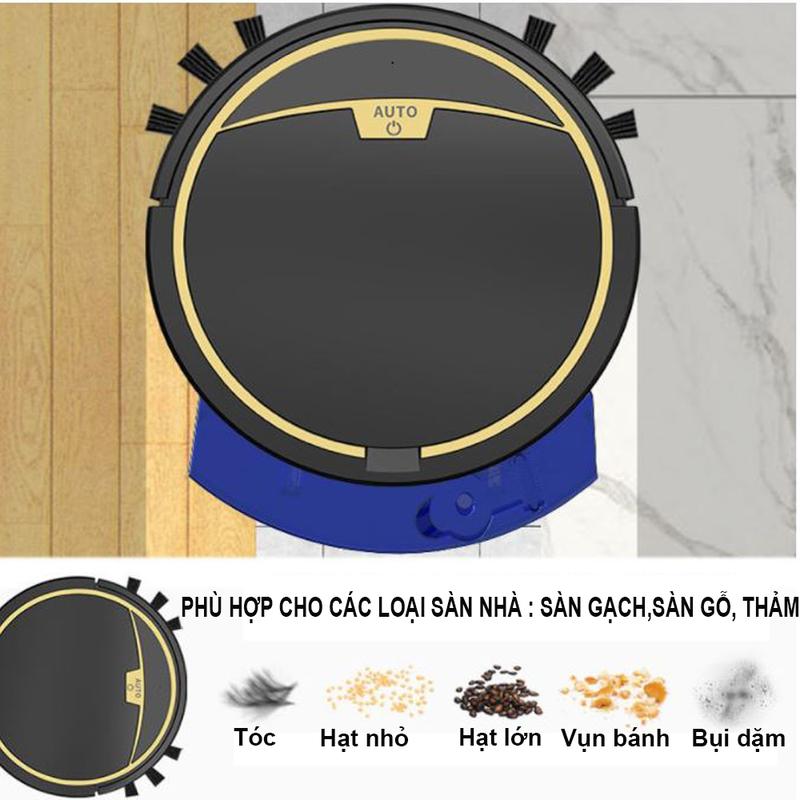 Robot Hút Bụi Lau Sàn RS300, Máy Lau Nhà Thông Minh Cảm Biến Chống Rơi, Remote…