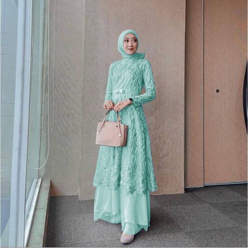 Product Introduction of MAXI ALMIRA / 4 UKURAN / M / L / XL / XXL / GAMIS KONDANGAN / GAMIS TILE MUTIARA / FASHION GAMIS WANITA Panjang Dalaman Muslim Pita Dress Pesta Kombinasi Remaja 10