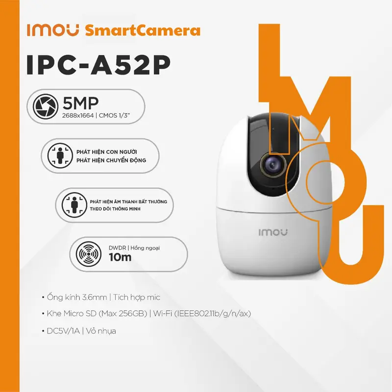 Camera Wifi IMOU A52P 5MP 3K - Siêu Nét - Xoay 360 độ, Đàm Thoại 2 Chiều camera  quansat 1