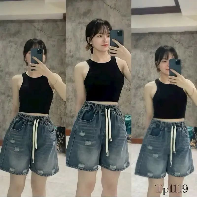 Quần jeans lửng cạp chun trẻ trung năng động