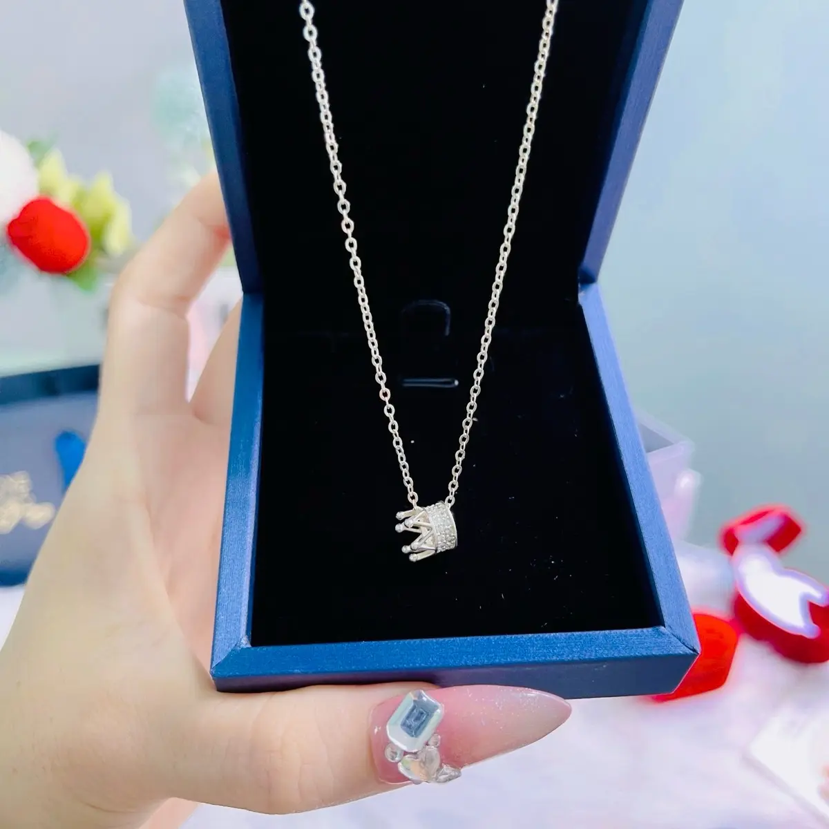 DS039-Dây mặt vương miện bạc ta bạc Giang Thơm GTJ D39
