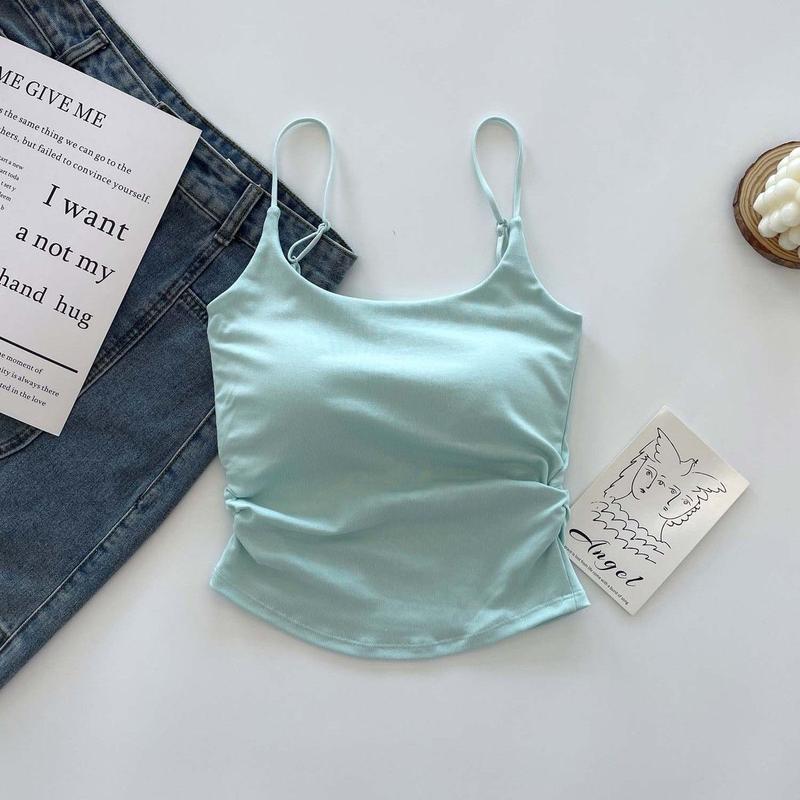 Product Introduction of [ 86k People Collection] Pure Desire Sweet and Spicy Camisole for Women, Inner Wear and Outer Wear, Beautiful Back Strap, Chest Pad, Ruched Design, Slim Fit, Flattering Top for Women 28