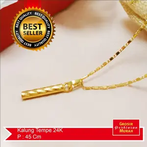 Kalung Titanium 24k Tempe Gold Anti Luntur Liontin Bambu Cantik Perhiasan Fashion Wanita terbaru.. COD