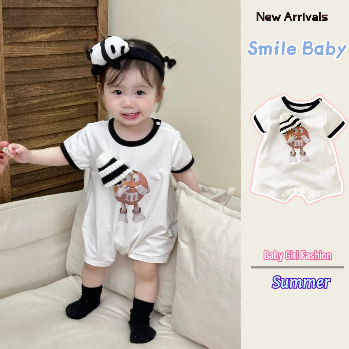 Summer New Baby Clothes Boys and Girls Short-sleeved Bodysuit 0-24 Months Newborn Pure Cotton Super Cute Cartoon Hat Design Romper