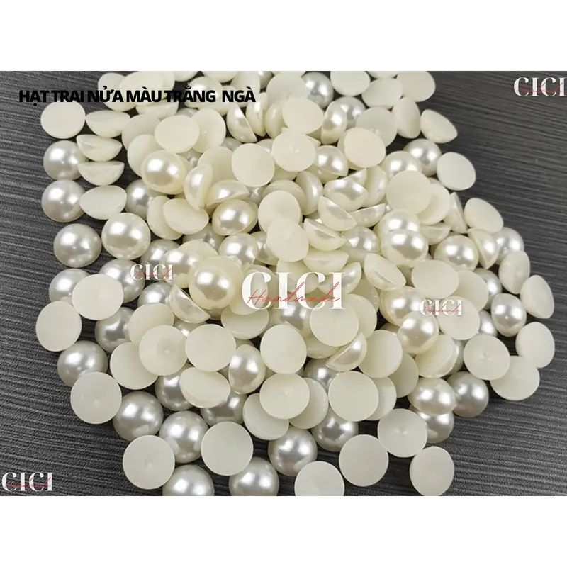 Hạt trai nửa màu trắng kem/ trắng tinh Cici Handmade chuyên hạt đá pha lê cườm đính kết 2