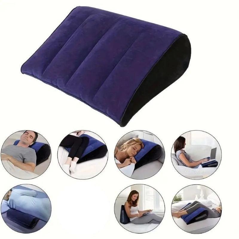New PVC Flocking Silicone Pillow Blue+Black Triangle Inflatable Pillow Soft Inflatable Magic Cushion Home Office 1