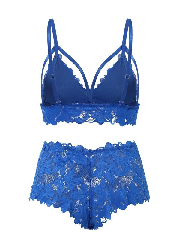 【Plus Size】 Bow Decor Lace Bra & Scallop Trim Brief Boxer Set, Naughty Lingerie, Push Up Lingerie & Sheer Panty, Underwear Set Super Push Up Bra, Festival Wear 2024, 2 Piece Set for Girls Women, Bralettes Top & Bottoms Set, Fall Clothes 3
