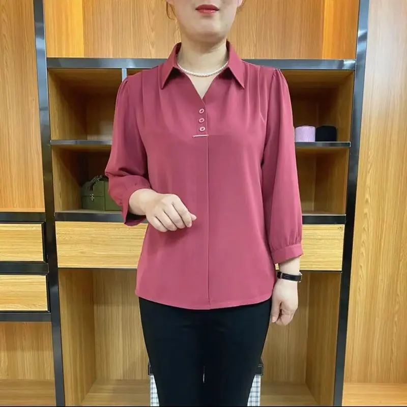 áo Sơ Mi nữ Cao Cấp, Màu Trơn Hàng Mới Về Mùa Hè, Dành Cho Mẹ TRUNG NIÊN Và CAO TUỔI, Phong Cách Phương Tây Thời Trang, Tay Cropped Xén, Dáng Rộng Vừa Vặn aokieu nữ, Top, Cổ Tròn, Women, Shirt áo h1 áo nụhôn áo vuitton áongủ áobí cánhtiên