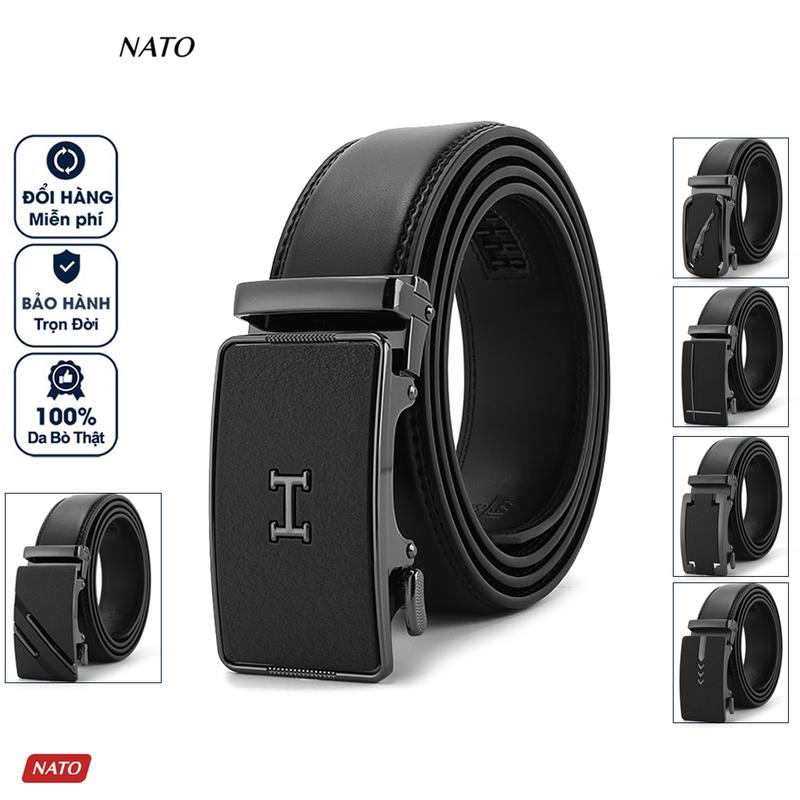 Thắt Lưng Nam AP Khóa Tự Động Da Bò Thật Cao Cấp Đẹp Sang Trọng Công Sở Thời Trang Đi Làm Học Dây Nịt Khóa Tăng NATO