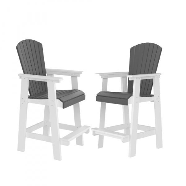 Outdoor Tall Adirondack Chairs Set of 2, Patio Bar Stool Chair with