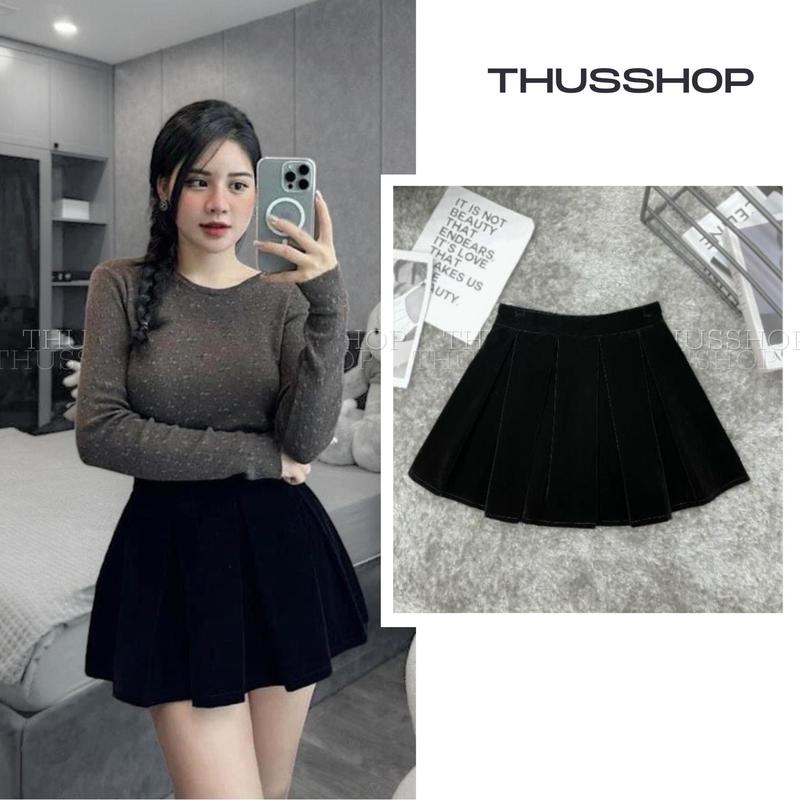 Chân Váy Tennis Xếp Ly Chất Liệu Tuyết Nhung Cạp Cao Hách Dáng BIGSIZE THUS039