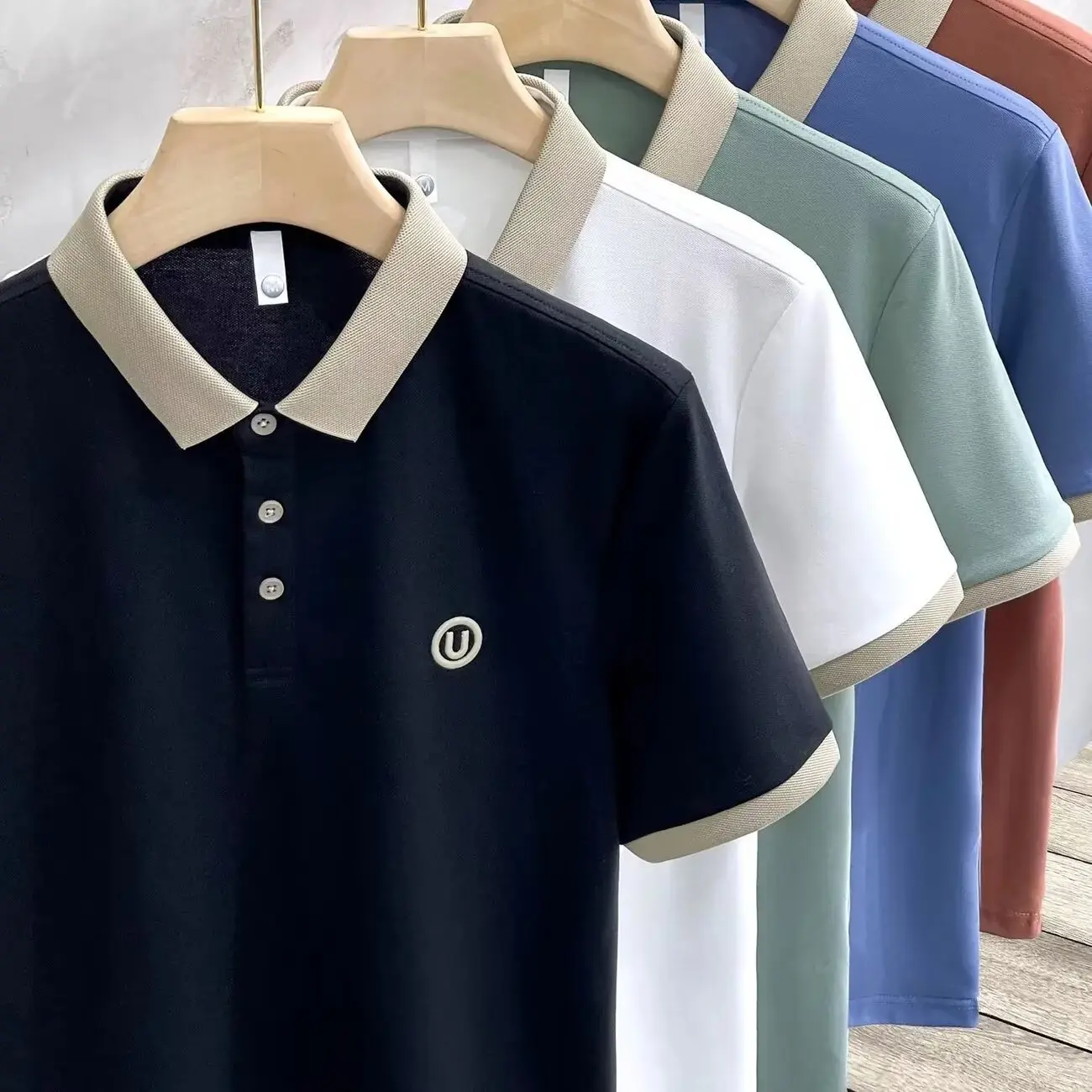 Embroidered Polo Shirt Men's High-Grade T-shirt Fashion Brand Large Size Work Clothes Youth Business Cotton Lapel Short Sleeve Work Wear
