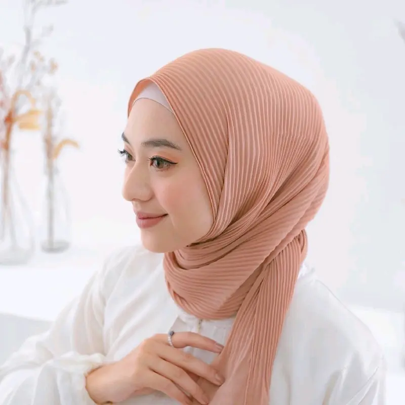 Pashmina Full Plisket Lidi Ceruty Babydoll / Pleats Garis Muslim Ceruti Syal 0