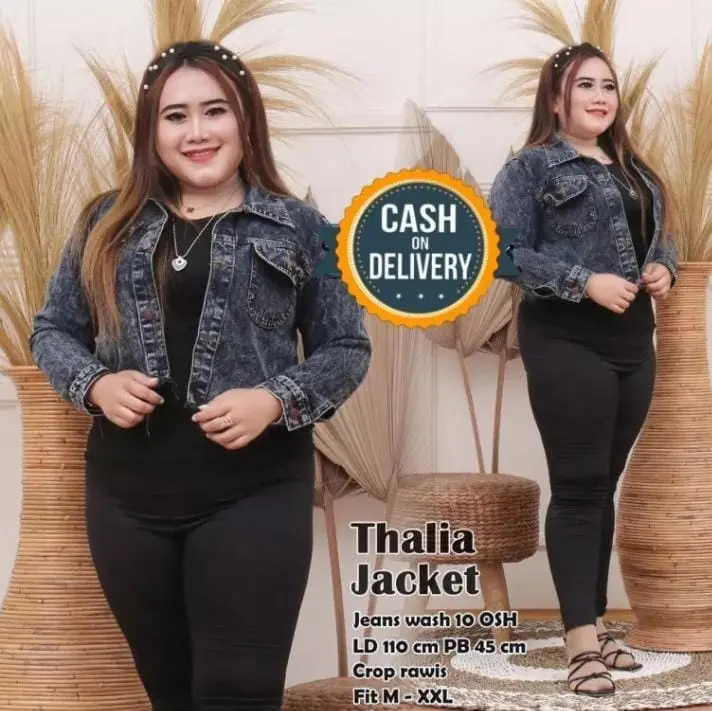 JAKET JUMBO,JAKET OVER SIZE,JAKET WANITA TERBARU 2024 Jeans Kancing Lembut Cewek 1