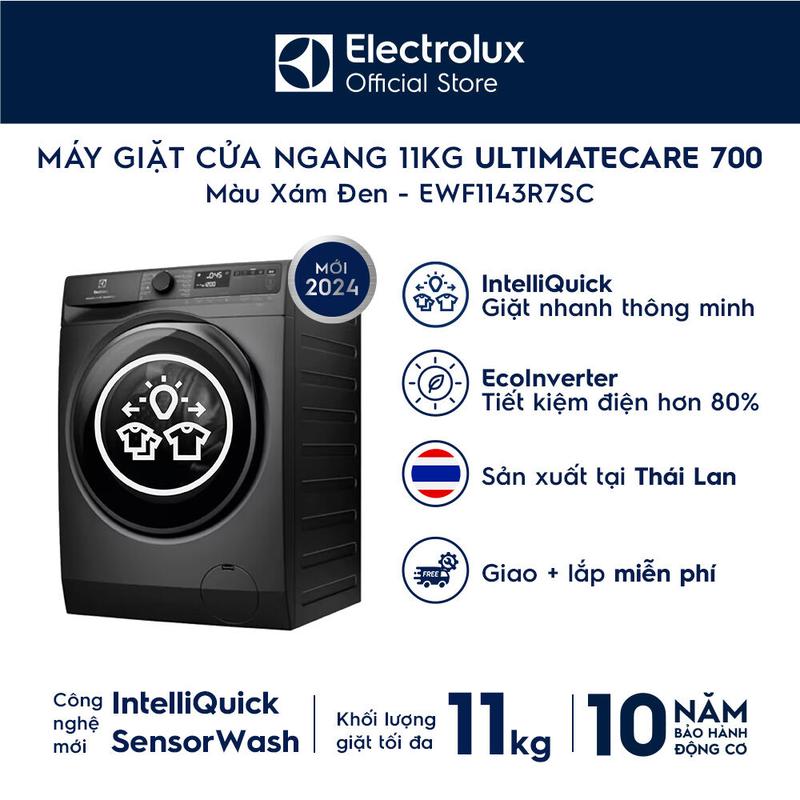 Máy giặt cửa ngang Electrolux 11kg UltimateCare 700 EWF1143R7SC EcoInverter Làm Sạch - Giao Lắp 0Đ