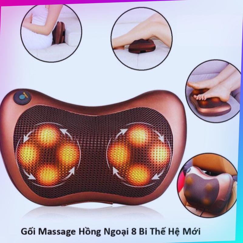 Gối Massage Hồng Ngoại 8 Bi 2 Chiều Cao Cấp - Gối  Mát Xa Cổ Vai Gáy Đa Năng Máy Massage goi đâu