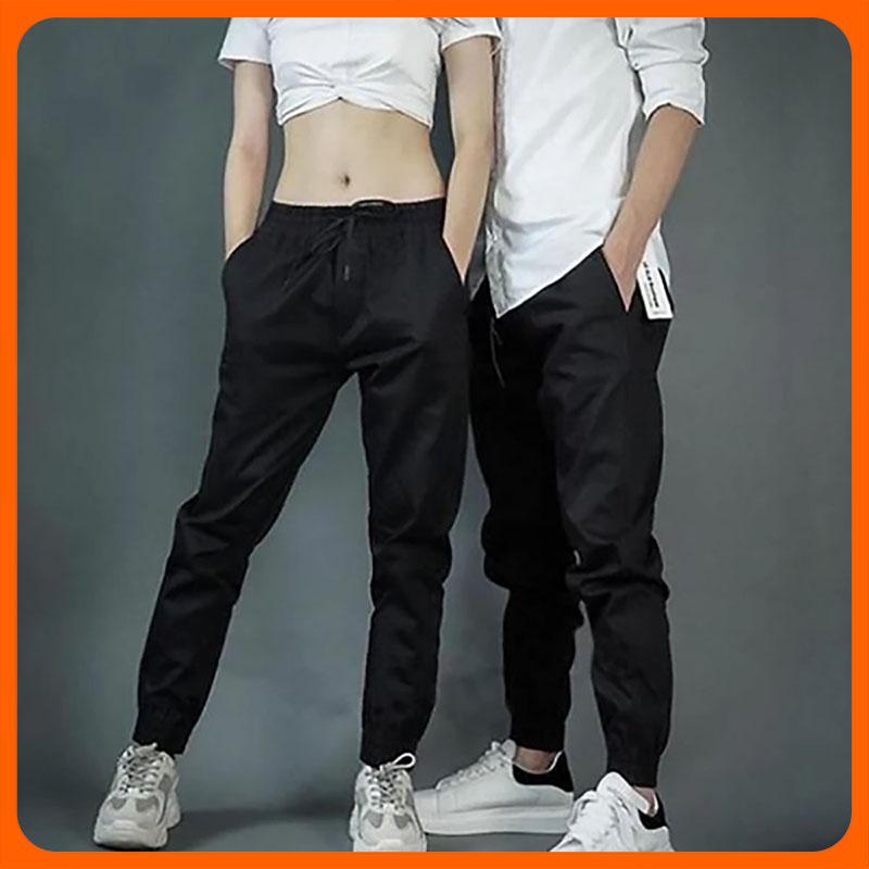 [40-70Kg] Quần Jogger KAKI UNISEX Màu đen - Quần có 2 túi trước và sau Lưng thun có dây rút - Form 40-70Kg