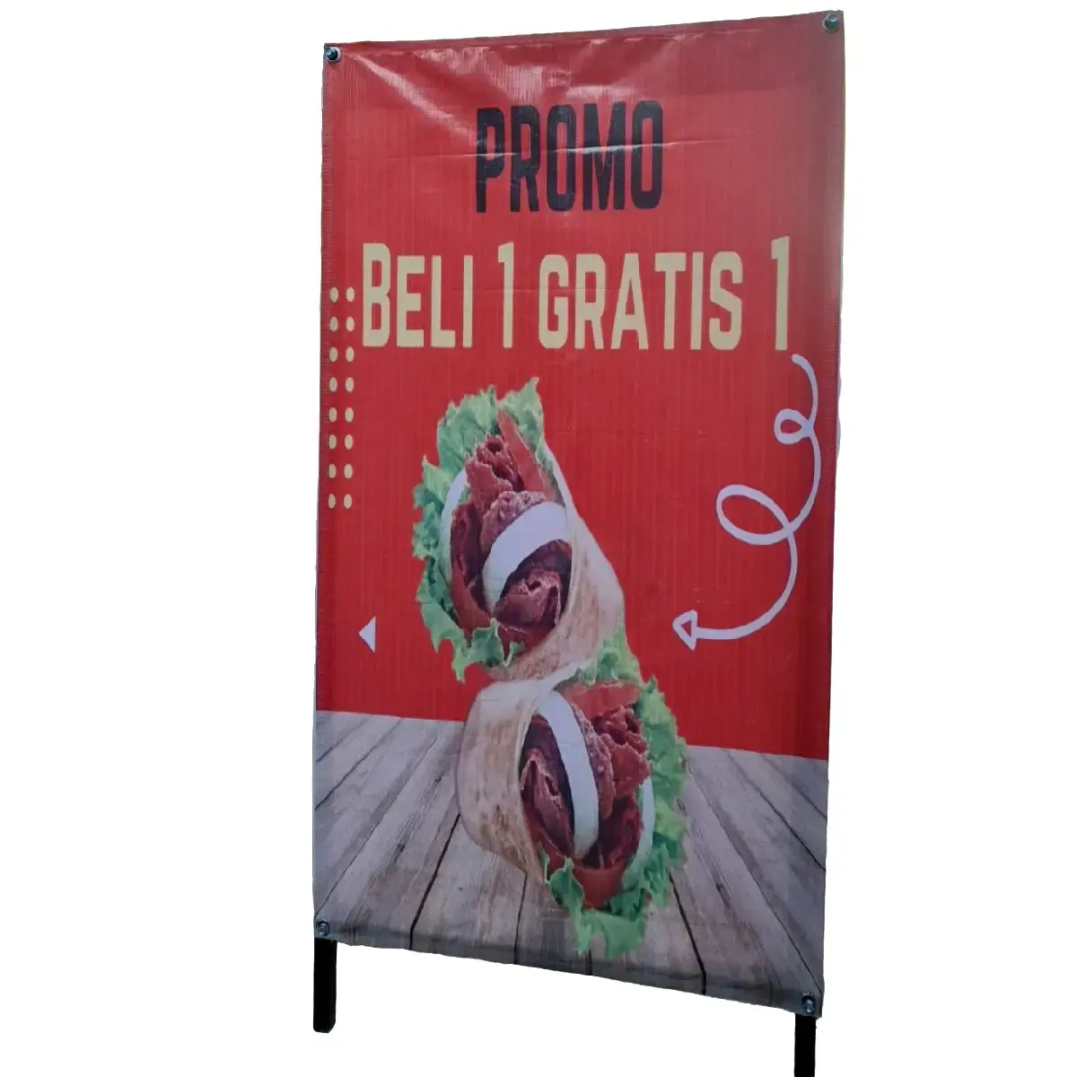 Stand Banner Besi BANNER Galvanis 20x20 Kuat - Depan Spanduk Disesuaikan