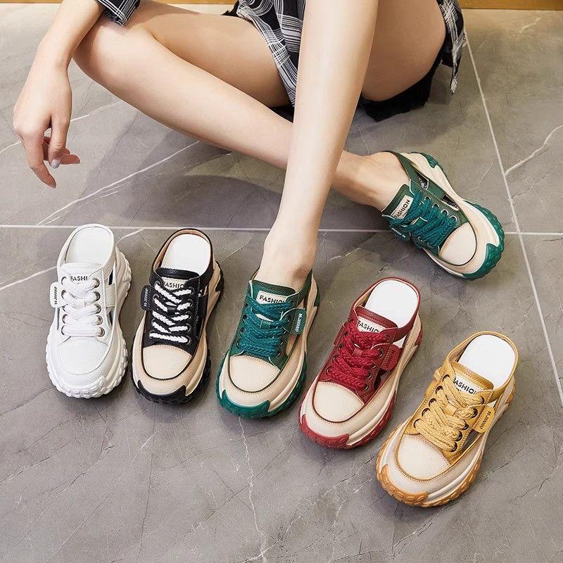 Dép Bít Mũi Dành Cho Nữ, 7CM Đế Dày, Dép Lười Nửa, Dad Shoes, Đế Tăng Chiều Cao, Hở Lưng, Giày Thể Thao Lười, Bán Chạy DéP 3