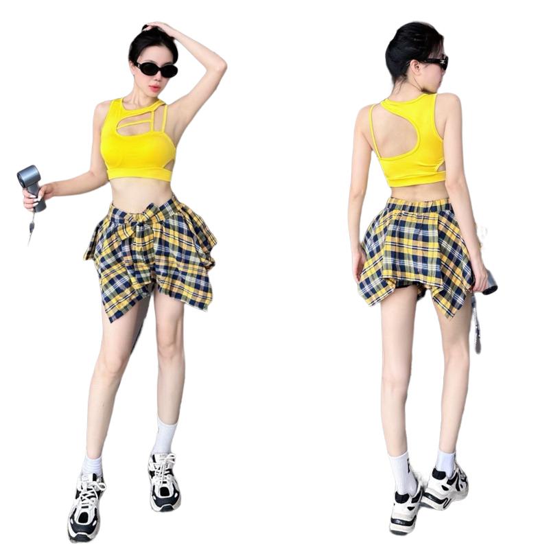 Chân váy thể thao nữ, váy kẻ caro buộc nơ chất đũi mềm thoáng mát dành cho các chị em chuyên nhảy zumba, shuffle dance 1